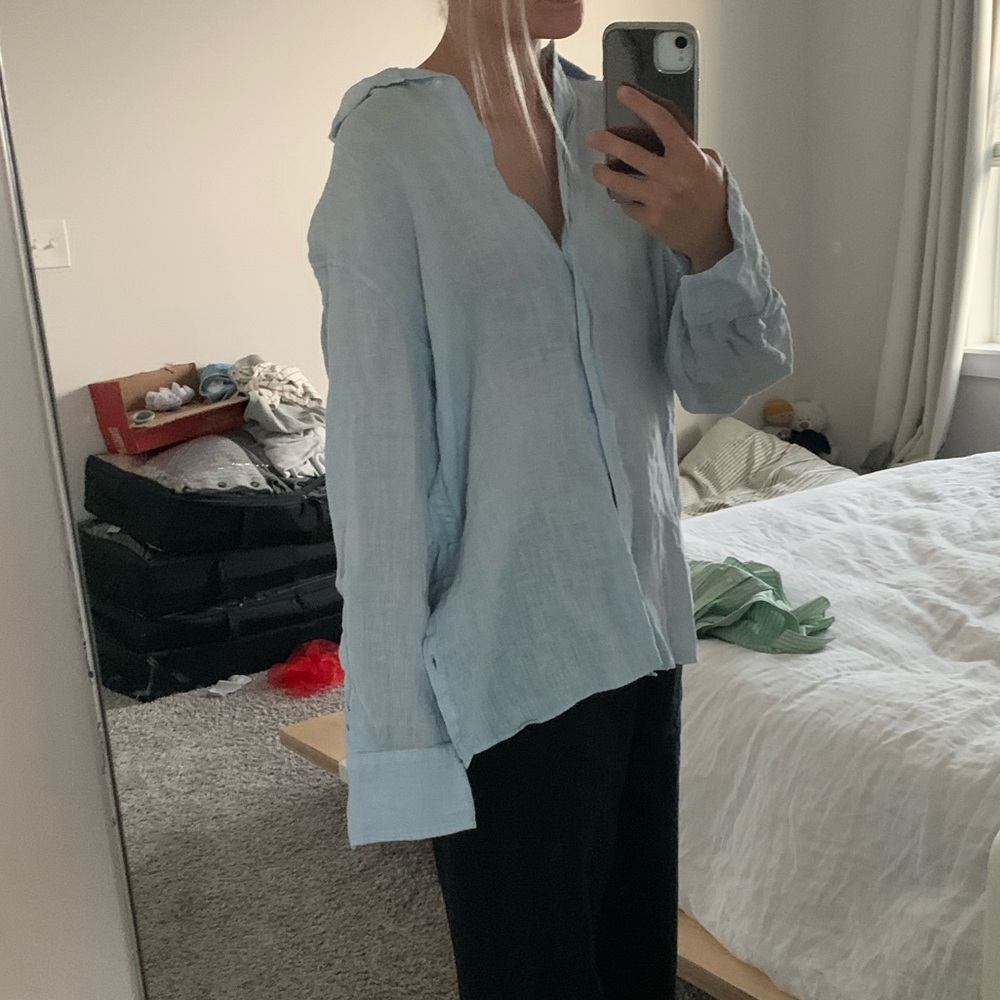 Zara Sky Blue Button-Down Shirt